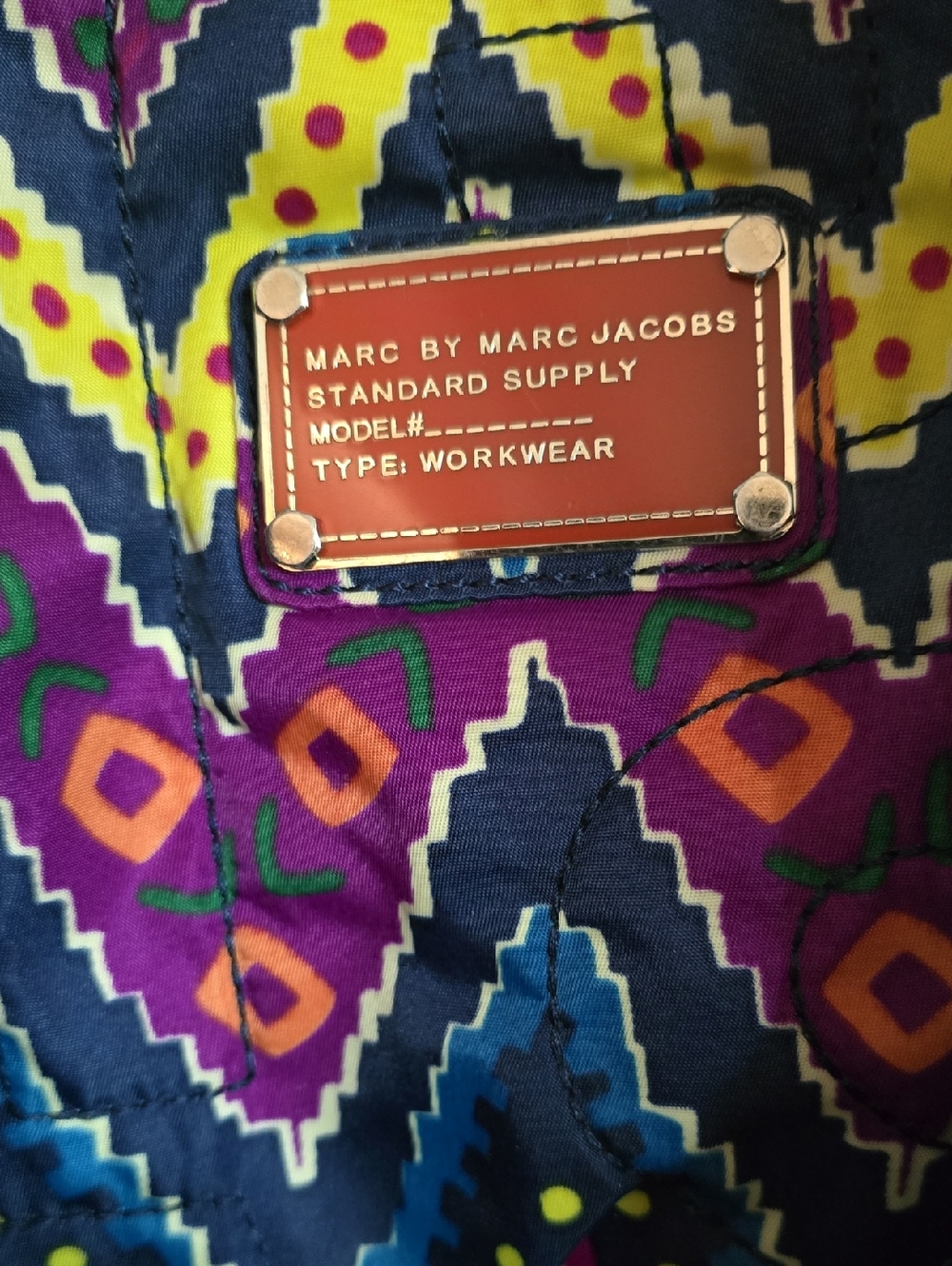 Marc by Marc Jacobs Navy, Purple, Yellow & Orange Quilted Aztec Tote